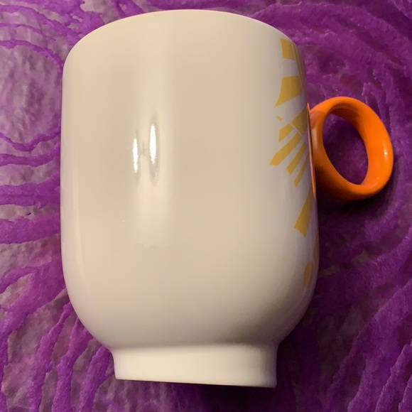 CIRQUE DU SOLEIL Asymmetrical Yellow Orange Sun Ring Handle Coffee Cup Mug 14oz - Picture 3 of 11